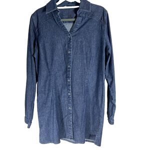 Woolrich Woman L Denim Front Button Top Long Sleeve Fitted on Front and Back